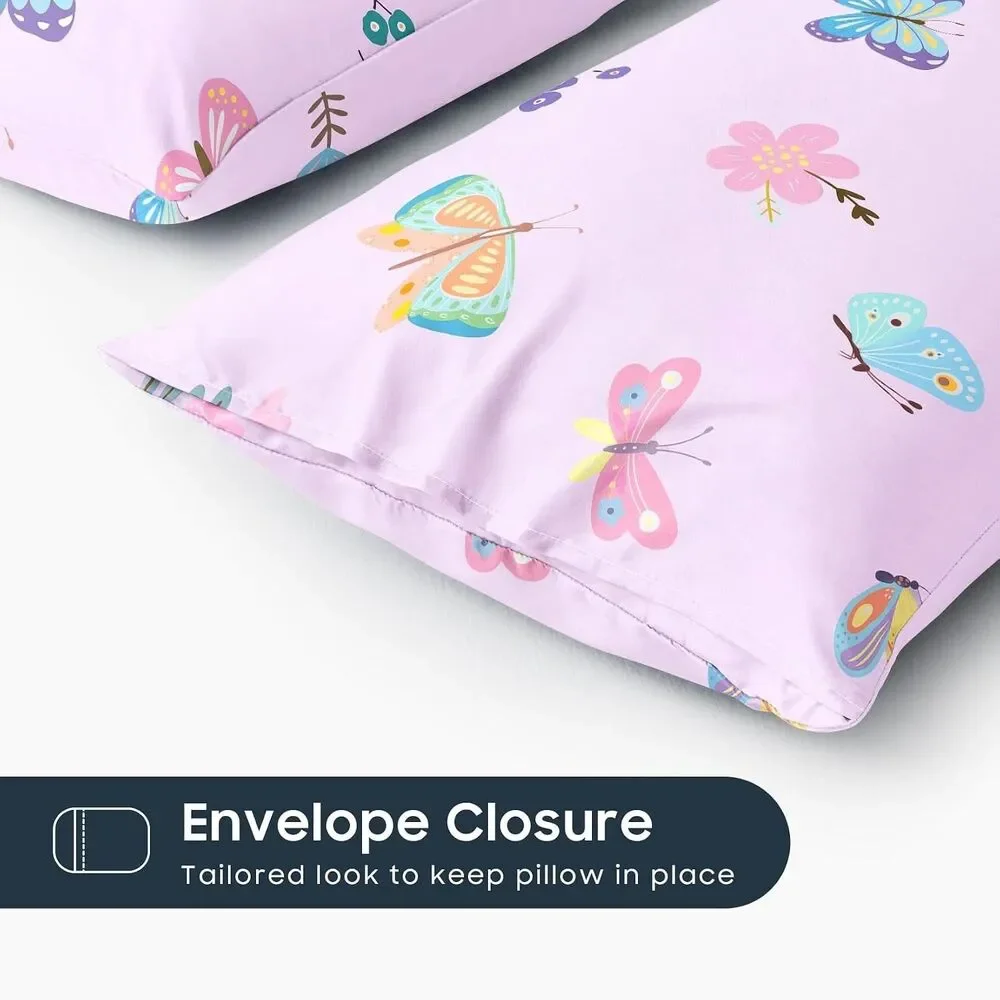 Wake In Cloud Butterfly Pillowcases Set of 2 Purple Standard 20x26 Floral